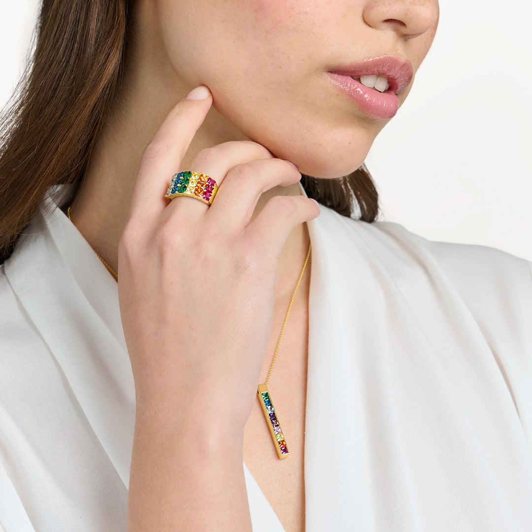Ring Colourful Stones Pavé Gold | The Jewellery Boutique