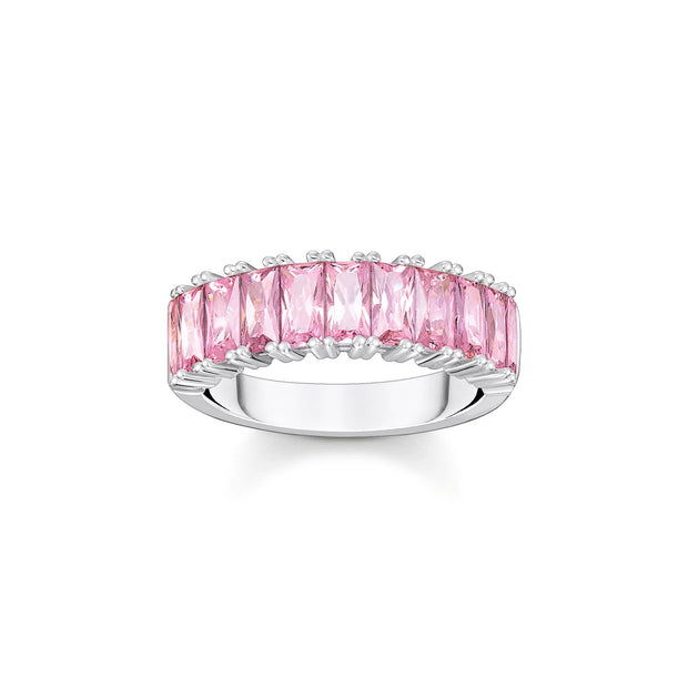 Heritage Pink Baguette Cut Silver Ring | The Jewellery Boutique