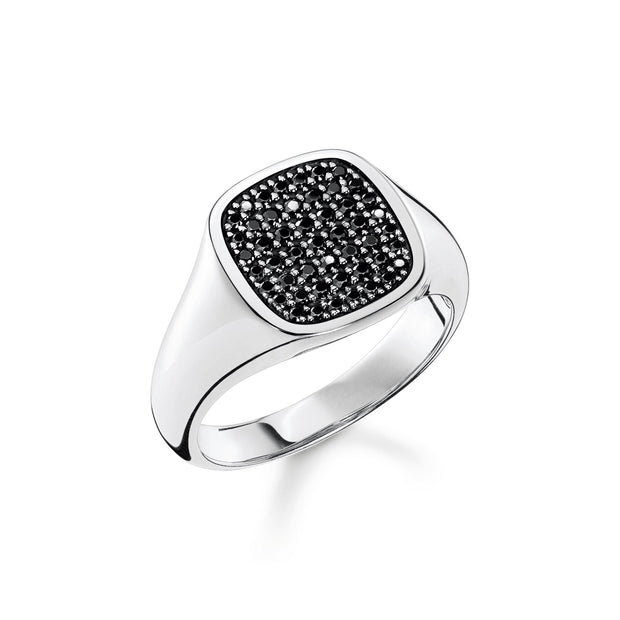 Ring with black stones silver