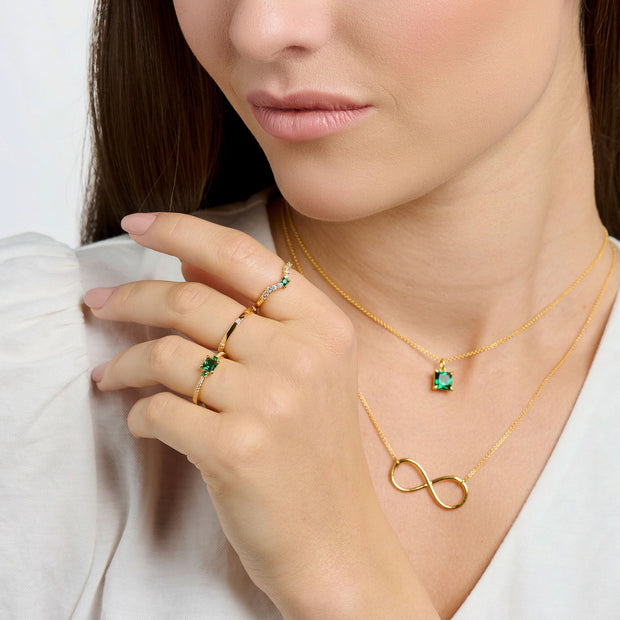 Gold Ring with Green & White Stones | The Jewellery Boutique
