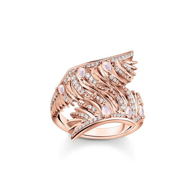 Ring phoenix wing with pink stones rose gold | The Jewellery Boutique