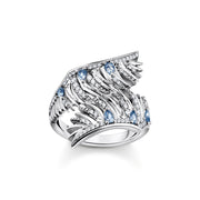 Ring phoenix wing with blue stones silver | The Jewellery Boutique