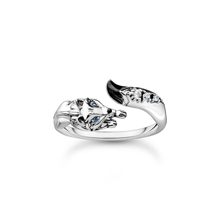 Ring fox with white stones silver | The Jewellery Boutique