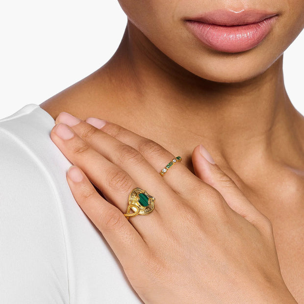 Serpent Green Gold Ring | The Jewellery Boutique