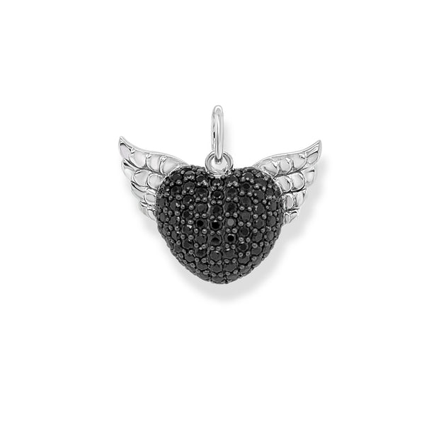 Charm Pendant Winged Heart Black Small | The Jewellery Boutique