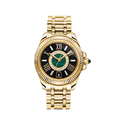 THOMAS SABO Mystic Island Watch with white stones and green malachite gold plated