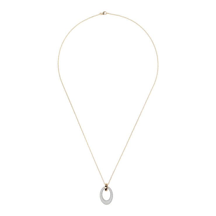 Bronzallure Altissima Golden Oval Pavé Pendant Necklace