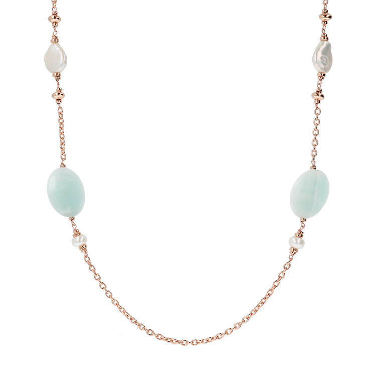 Bronzallure Pearls and Natural Stones Necklace