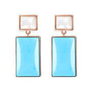 Bronzallure Mother of Pearl and Natural Stone Rectangular Earrings