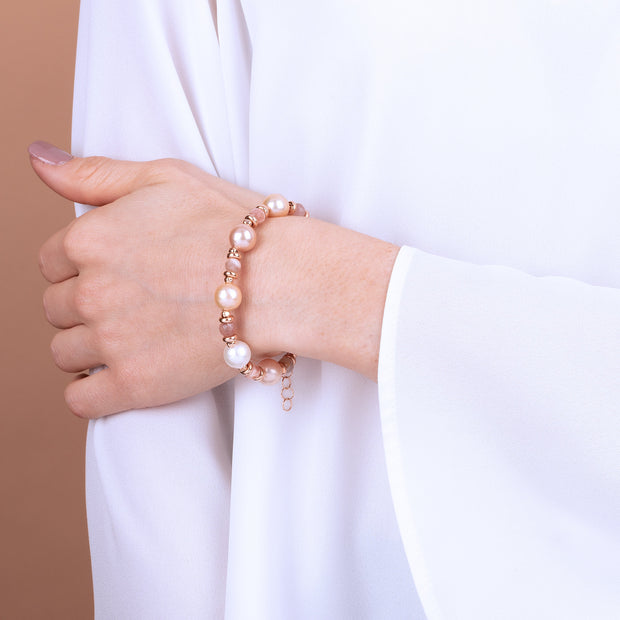 Bronzallure Ming Pearls And Moonstone Bracelet