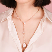 Bronzallure Y Necklace with Forzatina Chain and Pearls