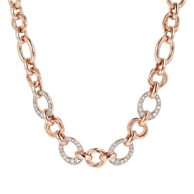 Bronzallure Oval Rolo Chain and Pavé Detail Necklace