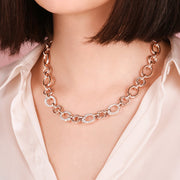 Bronzallure Oval Rolo Chain and Pavé Detail Necklace