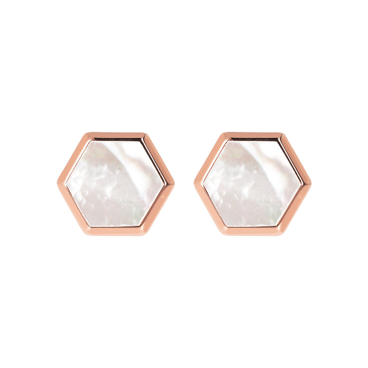 Bronzallure Hexagonal Button Earrings