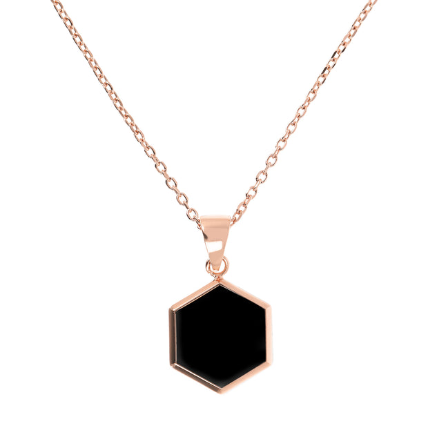 Bronzallure Small Hexagon Pendant Necklace