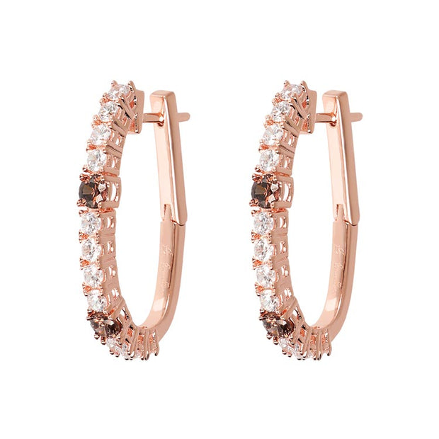 Bronzallure Miss Bronzallure Brown/White Cubic Zirconia Huggie Earrings