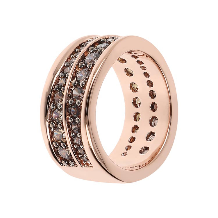 Bronzallure Altissima Brown Cubic Zirconia Two Rows Ring