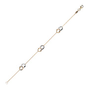 9K Yellow Gold 2-Tone Double Ring Necklace 19cm