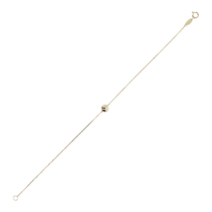 9K Yellow Gold Single Ball Necklace 19cm