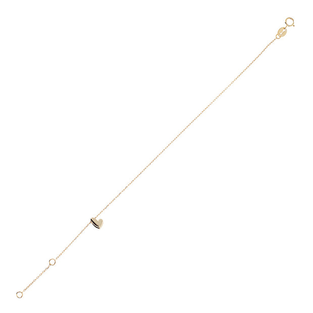 9K Yellow Gold Drop Heart Necklace 19cm