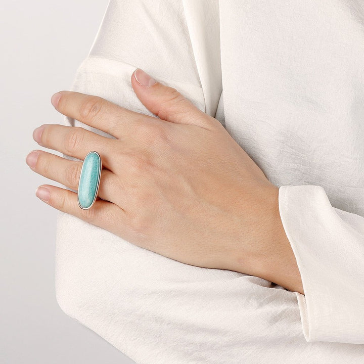 Bronzallure Long Oval Cut Stone Ring